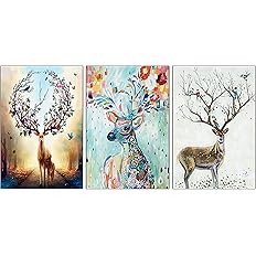 Amazon Co Jp アートパネル シカ 鹿 アートフレーム ポスター お洒落 壁キャンバス 絵画 動物壁掛け 壁飾り 絵 壁画 ウォールデコ 北欧 インテリア おしゃれ 防水 防塵 汚れが拭き取れる ナチュラル 額縁 枠付き フレーム 3パネル セット 30ｘ40cm 取付用金具付き