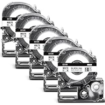 処理デキズ白と黒 Amazon | 18mm 白地黒文字 テープカートリッジ ES18K と互換性のある