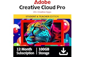 Adobe Creative Cloud Pro Student & Teacher - 20+ Desktop & Mobile Apps - Gen AI Features - 1 User - Validation Required - 1 Year Subscription [Digital Code]