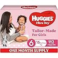 Huggies Ultra Dry Nappies Girl Size 6 (16kg+) 1 Month Supply 112 Count