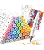 Amazon | Ohuhu マーカーペン 筆タイプ 48色49本 プロ愛用 パステル