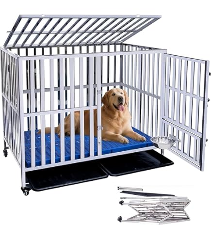 Amazon.co.jp: kilogorge 大型犬 ゲージ ステンレス鋼製犬用ケージ