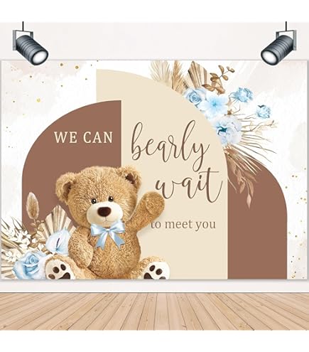 DASHAN 7x5ft Gender Reveal Party Backdrop Boy Or Girl Photo Backdrop Baby Bear With Balloons Leaves Backdrop Banner For Photography Gender Reveal Background Decorations Photo Booth Prop - View #11