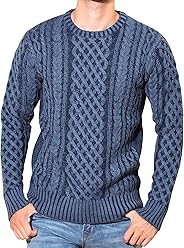 JIGGYS SHOP ニット セーター メンズ クルーネック Vネック ケーブル編み 厚手 長袖 防寒