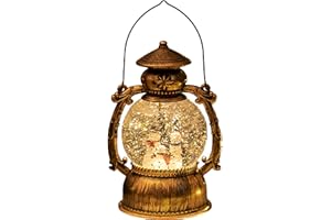 スノードーム クリスマス クリスマスボール スノーグローブ 置物 オルゴール 提灯型 プレゼント 8曲自動ループ (サンタ＆クリスマスツリー)