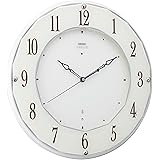 セイコークロック 掛時計 白パール 直径320x45mm 電波 アナログ SEIKO EMBLEM HS524W