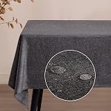 SEASHORE TREE テーブルクロス 撥水 おしゃれ table cloth 布 麻 リネン 140x240cm 防水 厚手 無地 北欧 丸洗い お手入れ簡単 家庭用 食卓用 耐熱 長方形 - ダークグレー