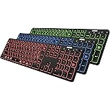 Arteck 7色バックライト搭載 輝度調整可能 複数デバイス 無線 Bluetooth フルサイズ キーボード Windows、iOS、iPad OS、Android、コンピューター、デスクトップ、ラップトップ、Surface、タブレット、スマホと