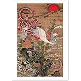 ポスター 伊藤若冲 『旭日鳳凰図』 A3サイズ【日本製 日本画】 [インテリア 壁紙用] 絵画 アート 壁紙ポスター