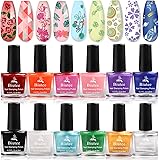 Biutee ネイルポリッシュセット 12色 ネイルポリッシュセット スタンプ専用ポリッシュ 高発色 6ml 速乾 UV/LEDライト不要 多機能 スタンプネイルカラーポリッシュ