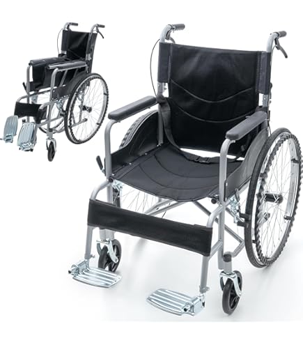 Amazon | 【非課税】幸和製作所 ハンドブレーキ付きアルミ製車いす(背