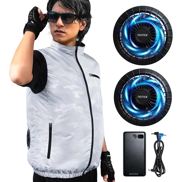 Amazon.co.jp: [Excitech] 空調作業服 ベスト グレー Lサイズ