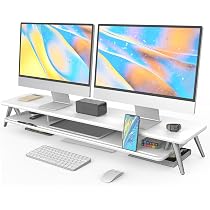 Fengeモニター台108cm2段木製天板アルミ脚でデスクをスッキリ整理