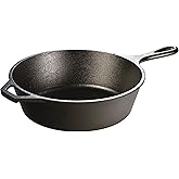 Lodge L8DSK3 10.25 Inch Cast Iron Deep Skillet with Helper Handle, Black | Cast Iron Deep Skillet with Signature & Assist Han