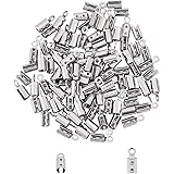 UNICRAFTALE 約100個 幅3mm ステンレス エンドパーツ 304ステンレス エンドビーズ キット クリンプエンド 折り圧着ビーズ 接続パーツセット ひも留め コードエンド ターミネータ ロープバックル 紐留め カシメ ヒモ止め ブレスレ