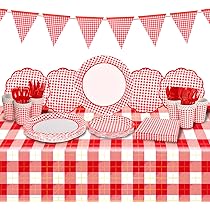 Amazon.co.jp: Oojami プラスチック赤と白のチェック柄テーブル