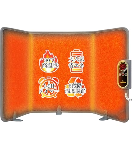 パネルヒーター 多層断熱構造＆高性能炭素素材 足元ヒーター 省エネ設計 55℃〜 パネルヒーター 多層断熱構造＆高性能炭素素材 足元ヒーター