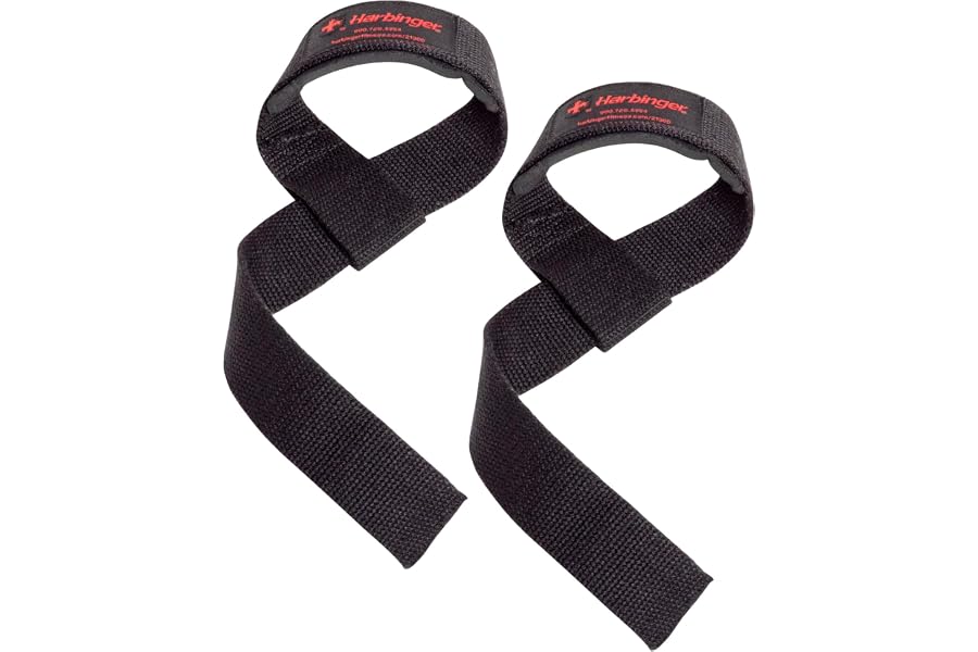 Harbinger Padded Cotton Lifting Straps with NeoTek Cushioned Wrist (Pair)