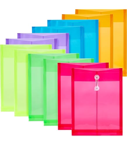 Clear String Tie Document Folders For Organization 12 Pack Clear ...