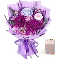 Amazon.co.jp: プリザーブドフラワー 花束 紫色 薔薇3本 枯れない花