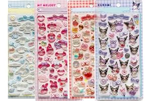 3dシール 可愛い シール クロミ 4枚セット 携帯電話飾り用 DIY用 手帳用 貼り付け可能 手芸用品大容量 スマホケース 手帳 diy 贈り物ごほうび (C)