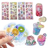 お.しりぷにぷにシール かわいい ぷくぷく キャラクター 3D マシュマロ ふわふわ もちもち もっちりスクイーズ ステッカー デコレーション (ウォーターシール4枚セット(カップケーキ柄))