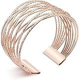 FUTIMELY Cuff Bracelet for Women,Multi-layer Cross Wire Bangle Bracelet Open Adjustable Wide Cuff Bracelet for Teen Girls Fas