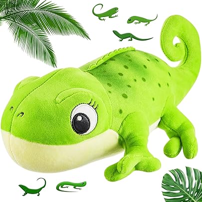 green chameleon plush