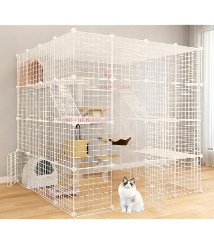 【開封済み・未使用】TUIYIDUO　猫用ケージ　大型　組み立て簡単　広々空間 Amazon.co.jp: TUIYIDUO ペットケージ 大型キャットハウス 5 段・2 列
