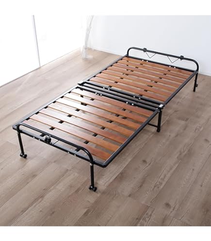 Amazon｜【組立不要】折りたたみベッド 竹庭 ベッドフレーム 天然竹製