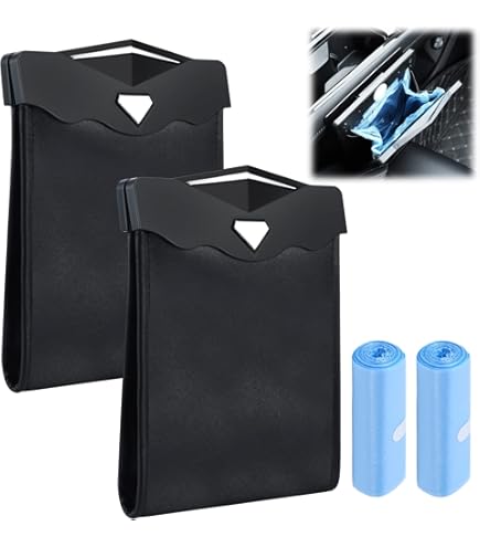 Car Trash Bag, Superior PU Leather With LED Light And Magnet