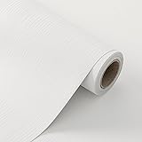 Hyunhome 壁紙シール 白 剥がして貼るだけ リネン テクスチャ 60cmx10m クラシック フェイク グラスウィーブ アップグレード 厚手 粘着 ニュートラル コンタクト ペーパー ビニール フィルム ライナー ロール 家庭用