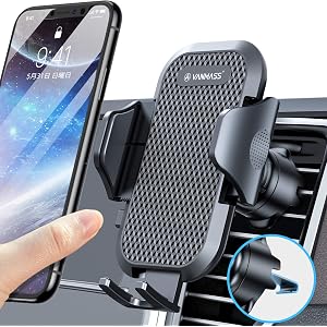 【業界初フック式/安定性アップ】VANMASS 車載ホルダー スマホホルダー 車 スマホスタンド 厚いケース対応 携帯 スマートフォン すまほ ほるだー カーマウント ケータイ 車載用 360度回転 落下防止 安定感抜群 ワンタッチ エアコン吹き出し口式 片手脱着 取り付け簡単 iPhone 11/ 11 Pro Max/ 11 プロ マックス/ XS XS Max XR SE 2 X 8 7 7plus 6 6s 6plus/ huawei p20 p30 lite/ Samsung/ Sony Xperia/ Xiaomi Redmi Mi/ Nexus 4-7インチ全機種対応 ブラック