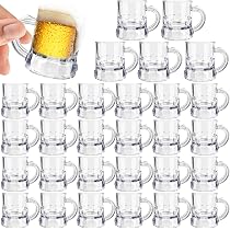 JUXINGDAZYF Mini Plastic Beer Mug Shot Glasses - 2 Oz, 24 Pack, Heavy Base Clear Cups