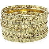 Ensoul Multiple Textured Metal Bracelets & Bangles Set for Women 18Pcs/Set