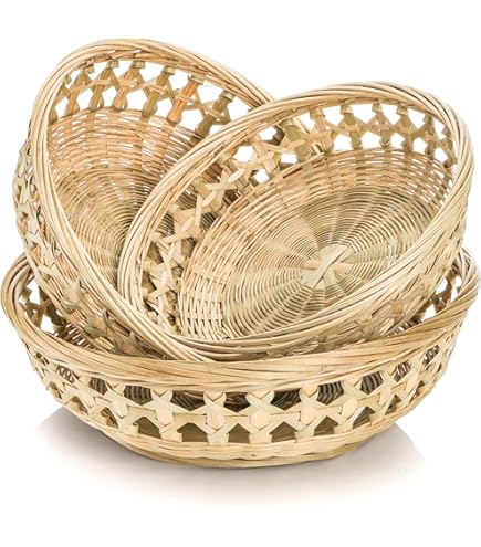 AMOLOLO 8 Inch Round Rattan Bowl Basket, Handmade Wicker Basket Tray With Scalloped Edge And 3"Deep Wall, Decorative Woven Dark Brown Bread Basket Fruit Bowl Key Holder Table Centerpiece, S - View #12