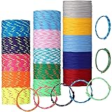 300 Pcs Neon Friendship Bracelets Bulk for Kids Jelly Bracelets 80's Party Favors Gift Adjustable Paracord Bracelets Rope Wov