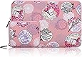 Arvok ノートパソコンケース 収納ポーチ付き 11-12 インチ ラップトップスリーブ PCケース スリーブケース インナーケース キャンバス生地 耐衝撃 耐水性 通勤 通学 かわいい ウルトラブック/ノートブック/タブレット/MacBook Pro/MacBook Air用 (花柄 ピンク)
