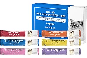 by Amazon ちゅ~る 猫用おやつ まぐろ・とりささみバラエティ 14g×30本 (SOLIMO)