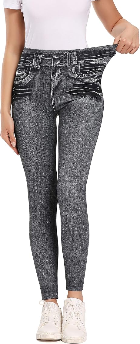 Womens Ultra Soft Jeans Look Leggings 