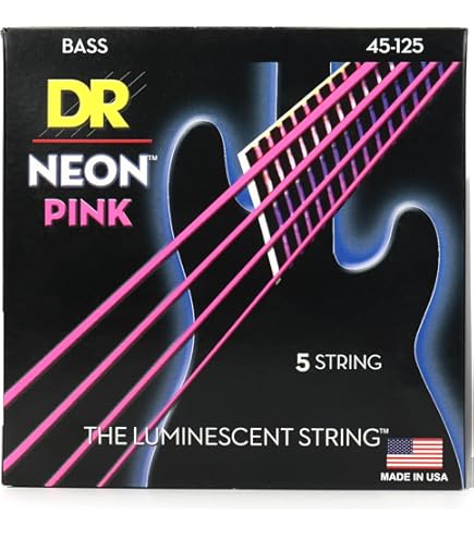 Amazon | DR カラーベース弦 レッド THE LUMINESCENT BASS STRING NEON