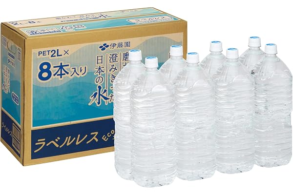 【Amazon.co.jp限定】 伊藤園 磨かれて、澄みきった日本の水 2L 8本 ラベルレス [ ケース ] [ 水 ] [ ペットボトル ] [ 箱買い ] [ ストック ] [ 水分補給 ]