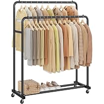 Amazon｜SONGMICS ハンガーラック 頑丈なスチール製 2段 大容量 パイプ
