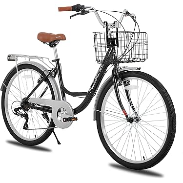 シティタイプ自転車 グレー 前面バスケット付き HEADカゴ付きクロスバイク276オートライト PRESTEZZA HEAD シティー