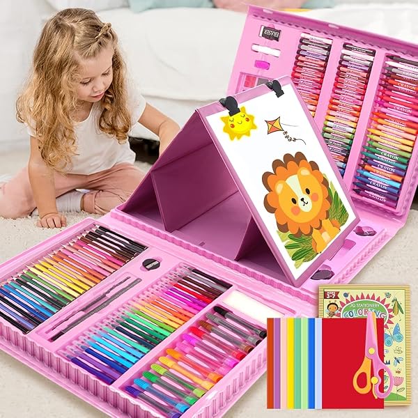 Okiki Drawing Set with Wrapping, 208 Piece Art Set, Coloring, Carrying, Kindergarten Entrance Set, Graduation Birthday Christmas Gift, Gift - 1