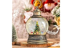 スノードーム クリスマスオルゴール クリスマスツリースノーグローブ クリスマスボール LEDライト付き 8曲自動ループ USBと電池給電 卓上クリスマスツリーライト クリスマス置物飾り 提灯型オルゴール サンタさんボール クリスマスプレゼント
