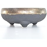 盆栽妙 信楽焼 盆栽鉢 5号 久庵 鉄鉢 鉢幅15.5cm×高さ6.5cm 陶器製 植え替えキット付き 30816A2260