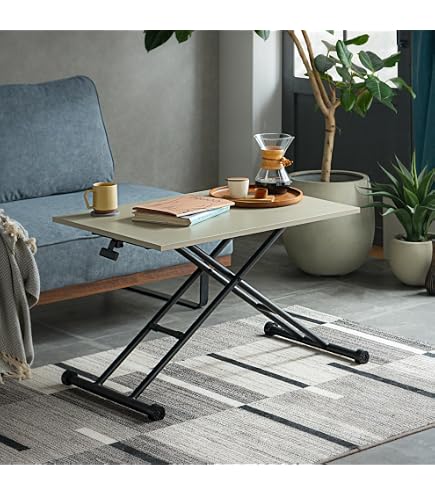 Amazon｜昇降できる マルチテーブル ビンテージブラウン 90×60×59 昇降