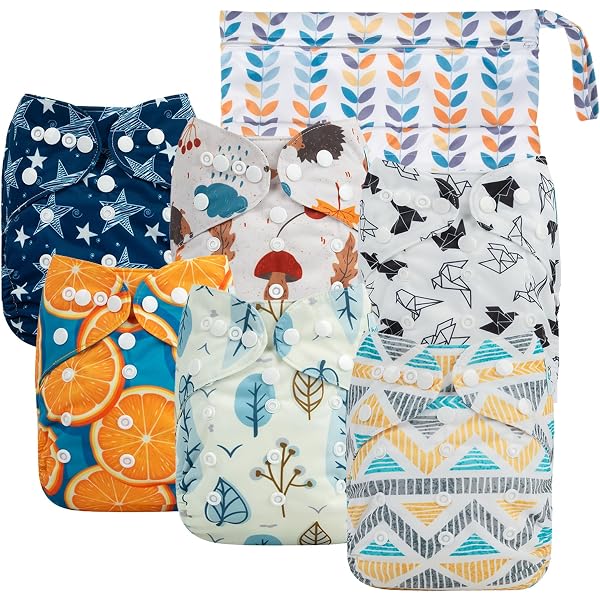 Babygoal Newborn Cloth Diapers 13-Pack - Waterproof Covers With Inserts & Wet Bag