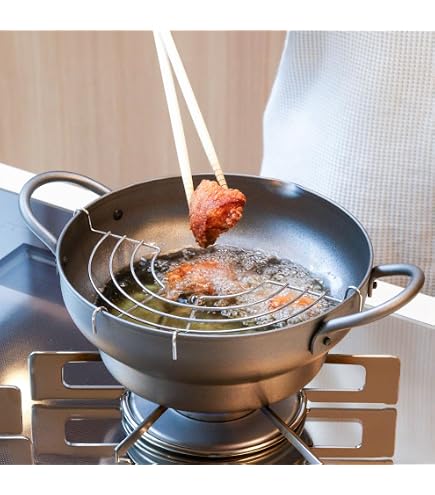 Amazon｜パール金属 両手 天ぷら鍋 22cm 鉄 フチ付 揚げクック HB-3083